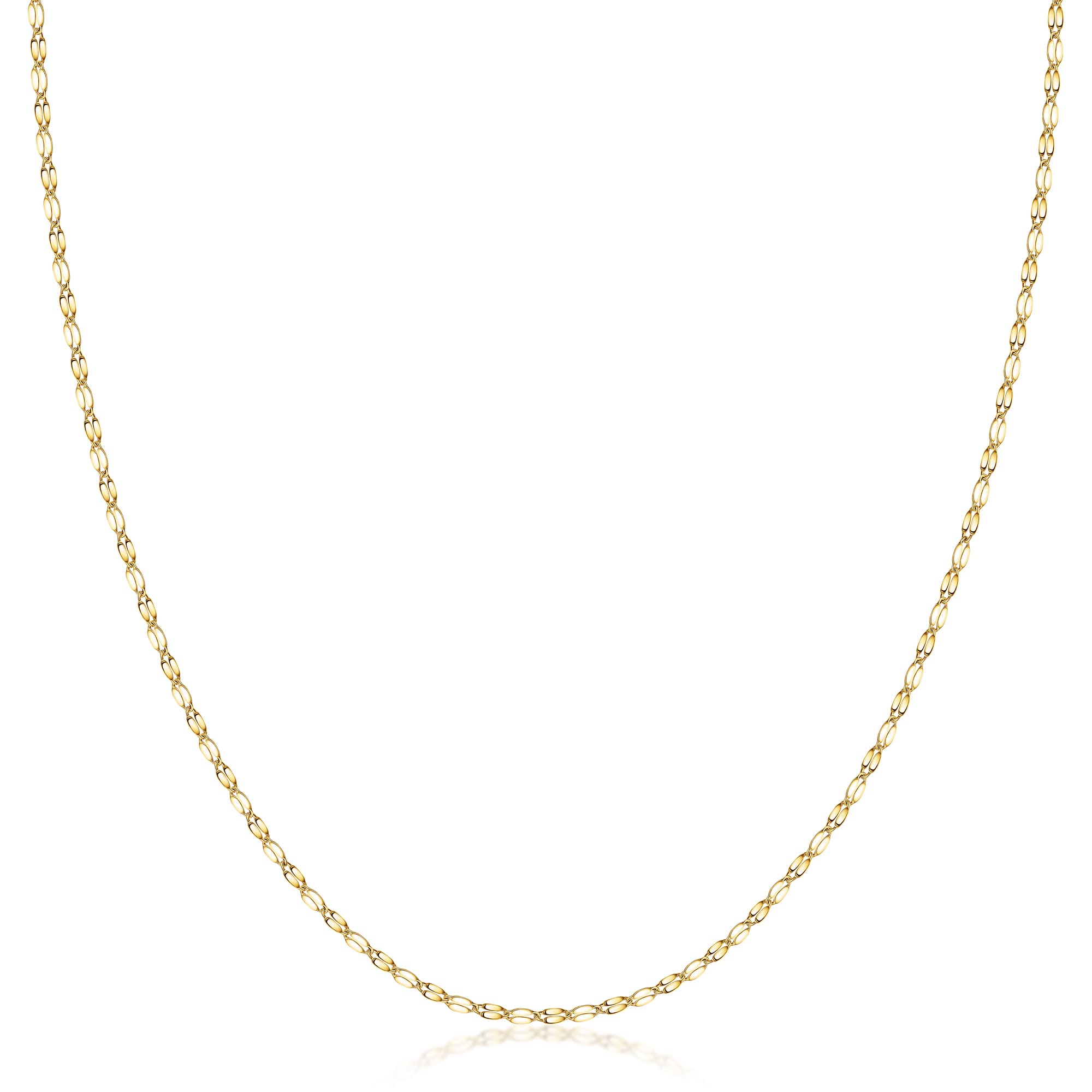 PORI JEWELERS 10K Solid Gold 2.0MM Diamond Cut Mirror Chain Necklace and Anklet - Unisex Sizes 10"-30" - Yellow White Rose or 3 Tone (Yellow 20.00)